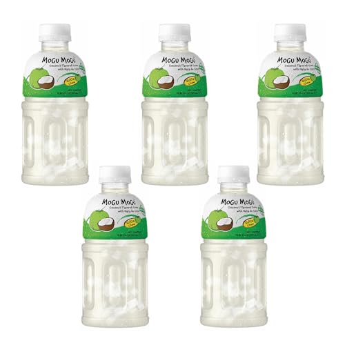 Mogu Mogu Fruit Juice with 25% NATA De Coco | Energy Booster Drink | Full of Fruit Fibres | No Added Preservatives and Colours - 320ml (Coconut, 5 Pack) - Coconut - 320.00 ml (Pack of 5)