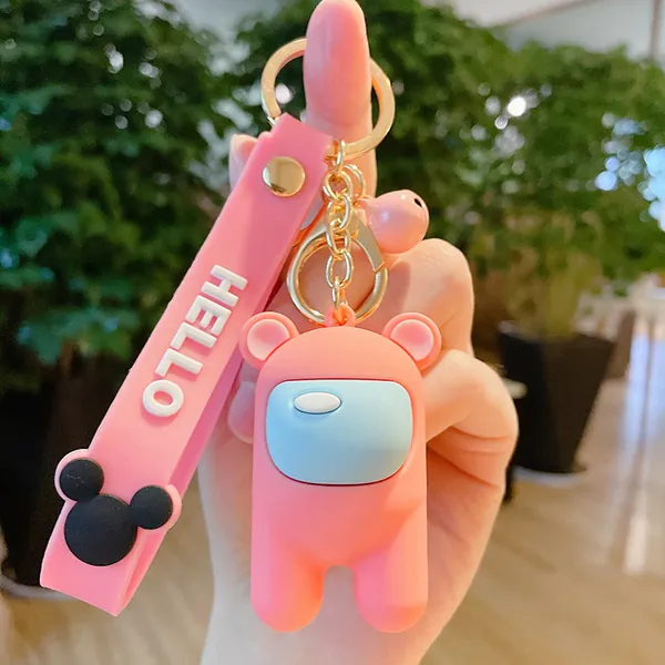 Cute Among Us Keychain Among Us Gift Impostor Key Ring Crewmate Accessories - Pink