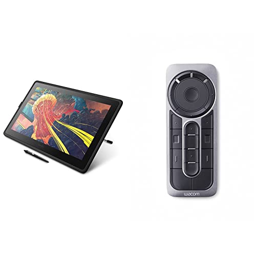 Wacom Cintiq 22 Drawing Tablet with HD Screen, Graphic Monitor, 8192 Pressure-Levels (DTK2260K0A) 2019 Version & Express Key Remote for Cintiq & Intuos Pro (ACK411050) - Medium - Drawing Tablet + Express Key Remote