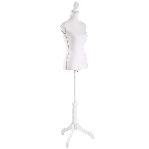 TecTake Manichino da sarta busto donna da sartoria | regolabile in altezza: 133 – 168 cm (bianco | no. 402566) - Bianco | No. 402566