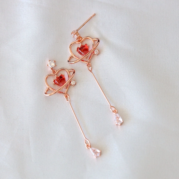 Pink heart earrings