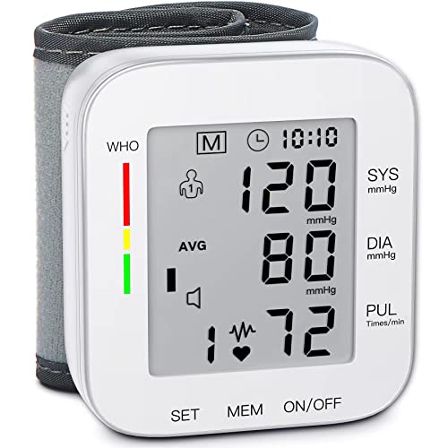 MMIZOO Wrist Blood Pressure Monitor Bp Monitor Large LCD Display Blood Pressure Machine Adjustable Wrist Cuff 5.31-7.68inch Automatic 99x2 Sets Memory with Carrying Case for Home Use (W1681) - Blood Pressure Monitor