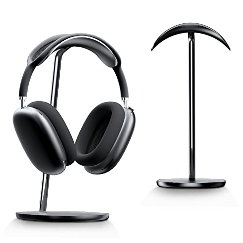 BENKS Desktop Headphone Stand Universal Headset Holder Hanger Mount Aluminum with Protective Silicone Pad, Gaming Headset Accessories, Compatible with AirPods Max, Beats, Bose, Sony and so on(Black) - Black