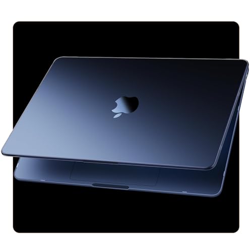Soonjet Compatible for MacBook Air 13.6 inch Case M3 M2 2024-2022 Release Model A3113 A2681, Sturdy Protective Plastic Hard Shell Case Cover for MacBook Air M2 13 inch Case - Midnight Clear - Midnight Clear