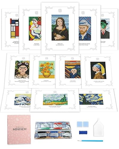 Minigem 12pcs Small Diamond Painting Kits Small Diamond Art Kits, Quick & Classic Mini Diamond Painting Kits for Beginners 1-Hour Painting, Postcard-Style Diamond Art Square Drill Pocket-Sized 5x7in