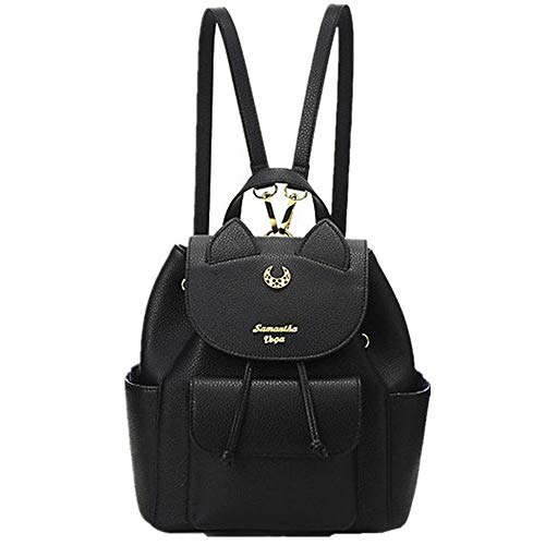 Cute Moon Luna Cat Fashion Rucksäcke Frauen Casual Daypack - Schwarz