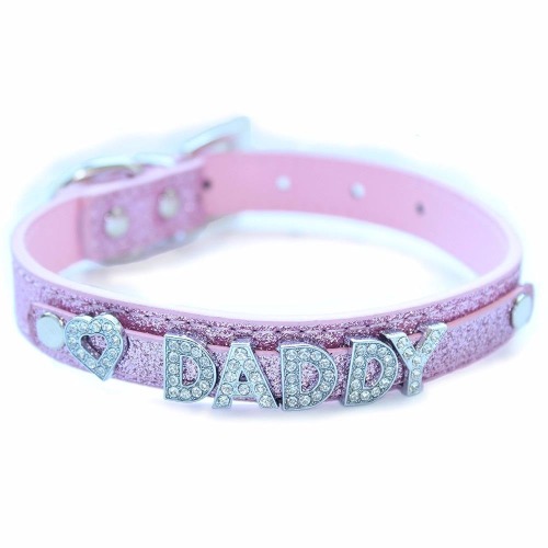 Rhinestone Daddy Collar - Pink
