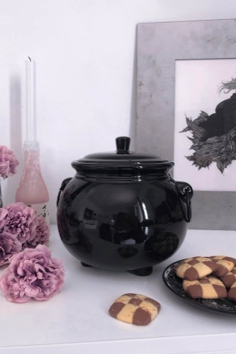 Cauldron Cookie Jar | One Size / Black / 100% Ceramic