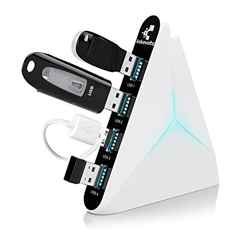 4-Port USB Hub 3.0 High-Speed - USB Splitter for Laptop, MacBook, Xbox, Flash Drive, HDD, Printer, Camera, Keyboard, Multi USB Port Extender, Fast Charging, Fast Data Transfer Long Cord Compact Design - white