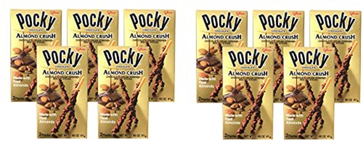 [ 5 Packs ] Pocky Chocolate Almond Crush Biscuit By Glico 1.45oz New 2-Pack - 1.45 Ounce (Pack of 5) New 2-Pack