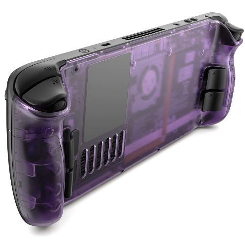 JSAUX Transparent Back Plate Compatible for Steam Deck, DIY Clear Edition Replacement Shell Case Set Compatible with Steam Deck, Buttons with Three Different Heights and Feel - PC0106 [Purple] - Purple