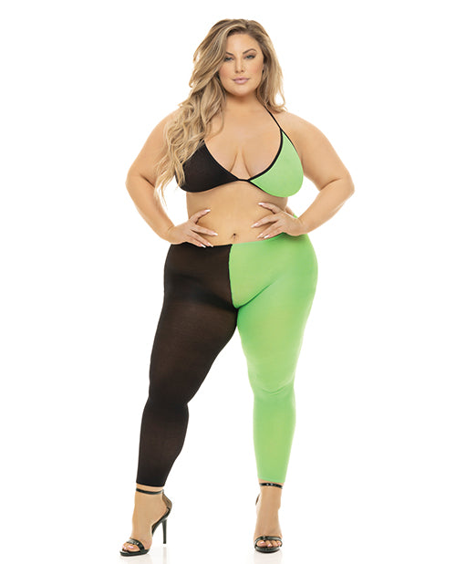 Black and Green Bra & Leggings