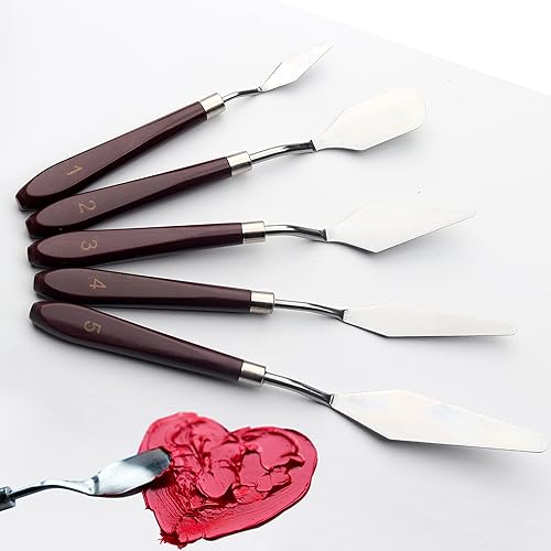 5 Piece Palette knifes Painting Knife Set for Oil, Acrylic Paint,Cake Decorating,Stainless Steel Pallet Knife Paint Knife Art Spatula for Various Types of Painting,ColorMixing,Smearing - 5