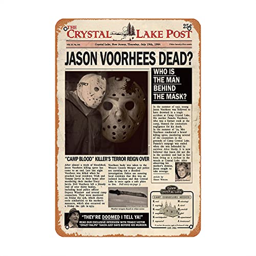 Jason Voorhees Dead Who Is The Man Behind The Mask Decoration Sign For Home Vintage Metal Sign Plaque Metal Funny Tin Sign 8X12 Inch