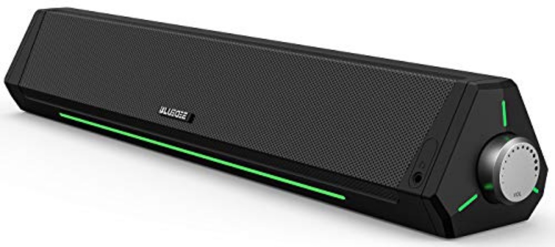 Computer Speakers, Bluetooth Soundbar, HiFi Stereo, 3.5mm Aux-in Connection, USB Powered Speakers for Desktop Monitor, PC, Laptop, Tablets - Black
