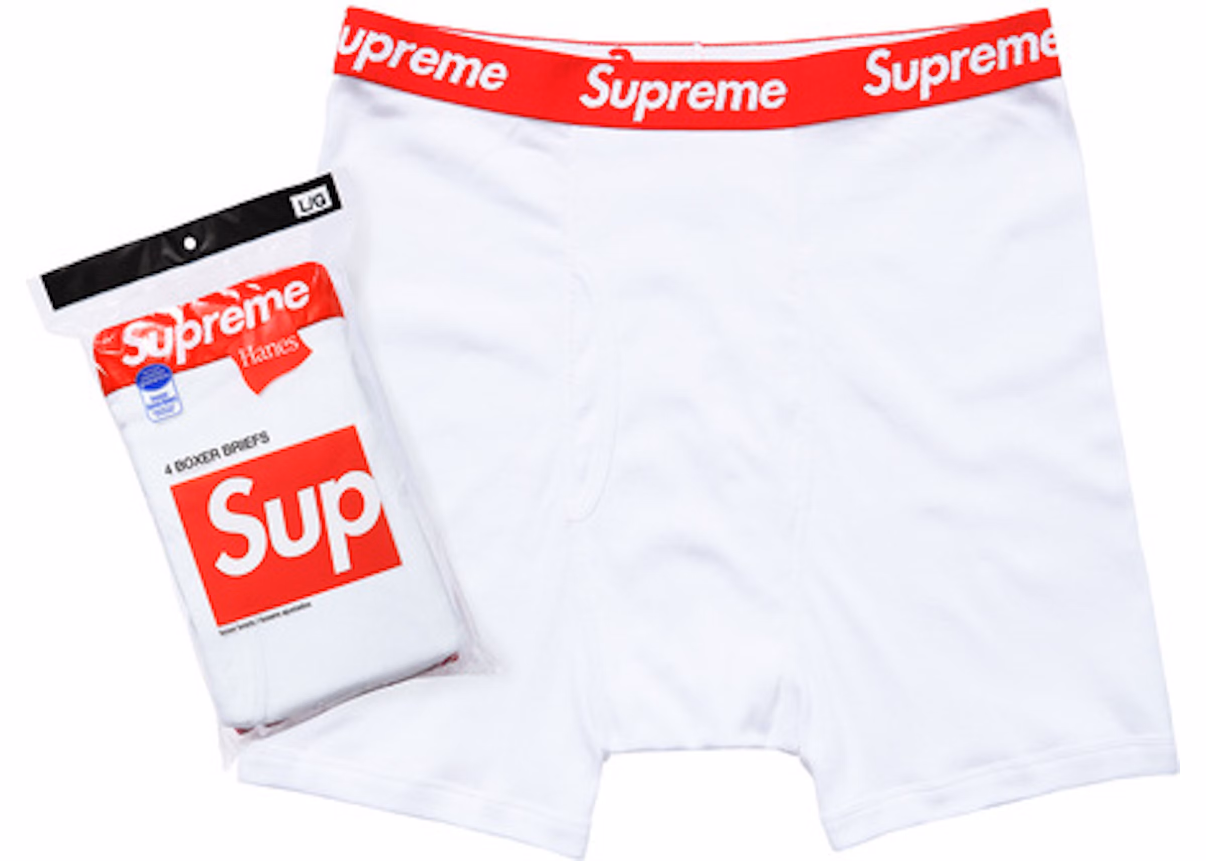 Supreme Hanes Boxer Briefs (4 Pack) White