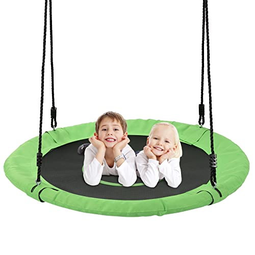Tree Swings for Kids Outdoor, 40 Inch Diameter 600lb Weight & Adjustable Hanging Ropes Tree Swings, Great for Playground Swing, Backyard and Playroom(Green) - Green