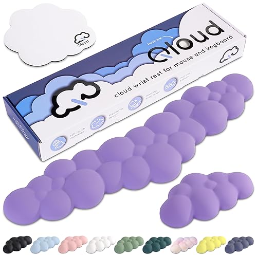 Qloud Cloud Wrist Rest Keyboard – Cloud Palm Rest Keyboard Rest Desk Cloud Wrist Pad – Keyboard Wrist Rest for Computer Keyboard Gaming Wrist Rest Cloud Arm Rest Keyboard Wrist Pad - Lilac Purple - Lilac Purple