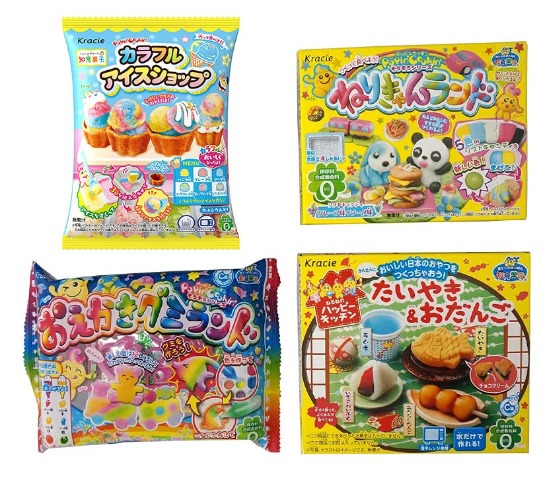 Assortment of 4 Kracie Popin Cookin & Happy Kitchen Kits "NT6000247" 4 Packs of DIY Candy Kit Ninjapo Package