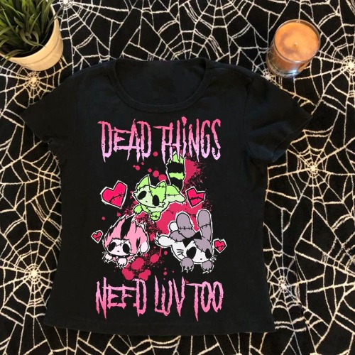 'Dead Things' Black Gothic Harajuku T-Shirt - Black / M
