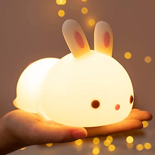 Kids Lamp Baby Girl Gifts Newborn, 16 Colors Battery Night Light for Bedroom Nightlight for Children, Kawaii Cute Room Nursery Decor Christmas Gifts for Girls - C-Bnuuy-Basic
