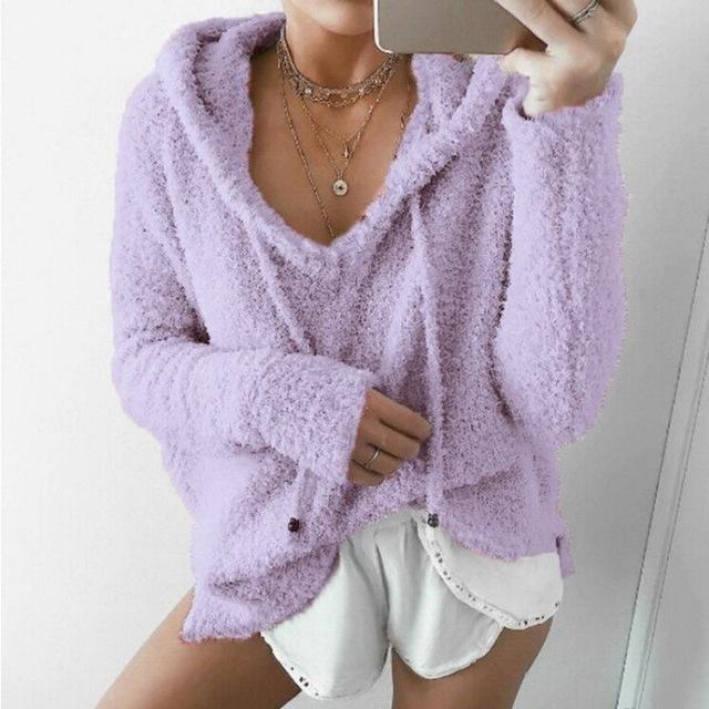 Fuzzy Hoodie - Roomy and Oversized - purple / M