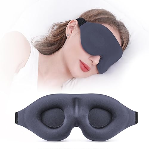 YIVIEW Sleep Mask for Side Sleeper, Complete Light Blocking 3D Sleeping Eye Mask, Soft Breathable Eye Cover for Women Men, Relaxing Zero Pressure Night Blindfold - Grey