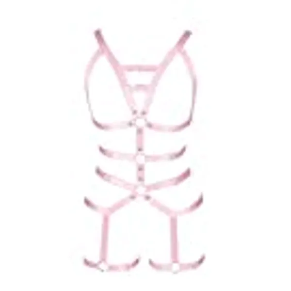PETMHS Women Strappy Full Cage Body Harness Lingerie Garter Belt Set Strap Hollow Bra Punk Gothic Festival Rave Wear