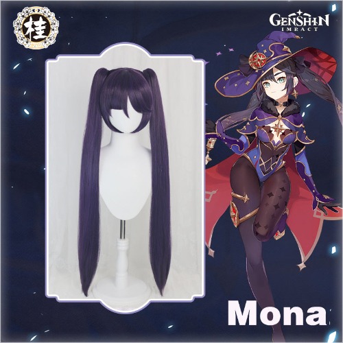 【Pre-sale】Uwowo Game Genshin Impact Mona Megistus Cosplay Wig Astral Reflection 90cm Purple Twin Tail Wig | Default Title