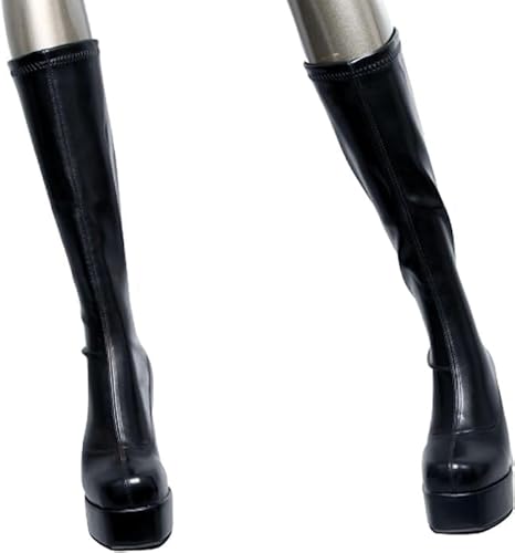 DEMONIA - Annabelle Fetisch Schwarze Stiefel - 4 cm Plateau und 10.5 cm Absatz - 41 EU - Schwarz
