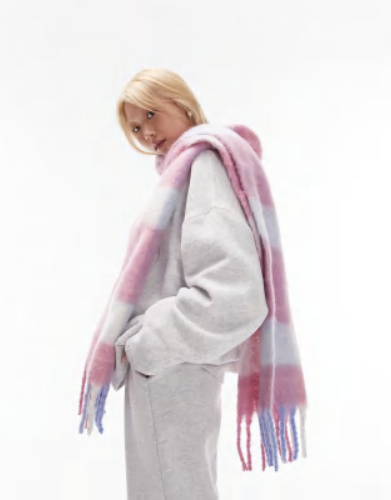 Topshop - Scarlett - Grande écharpe à carreaux - Rose