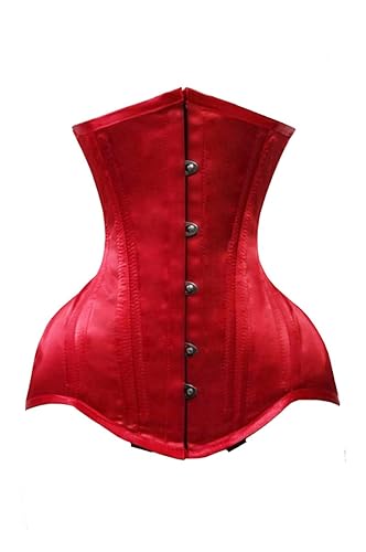 luvsecretlingerie Heavy Duty 26 Double Steel Boned Waist Training Satin Underbust Tight Shaper Corset #8862-SA - 5X-Large Red