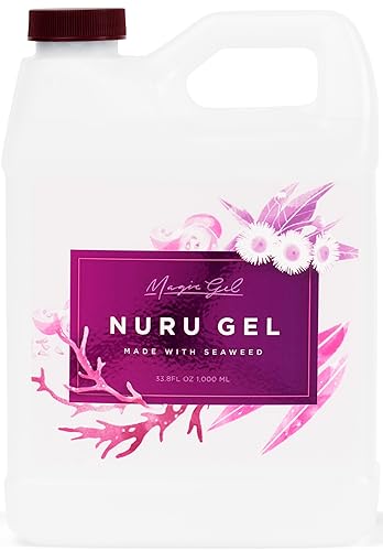 Magic Gel Nuru Massage Therapy Gel | Naturally Stain, Flavor and Fragrance Free | Ideal for Massage, Sore Muscles, Dry Skin | 33.8 Oz