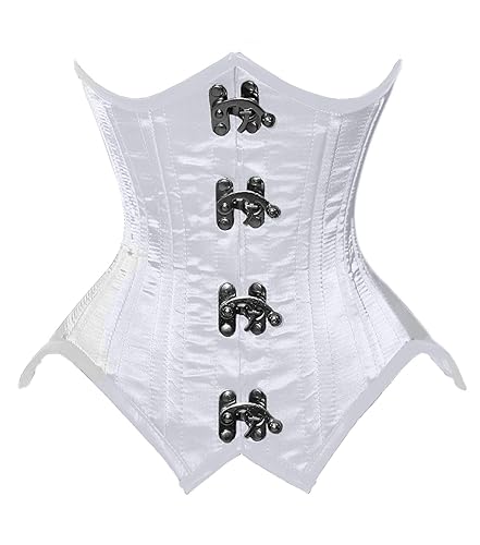 luvsecretlingerie Heavy Duty 26 Double Steel Boned Waist Training SATIN Underbust Tight Shaper Corset #8726 - 5X-Large - White