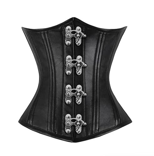 luvsecretlingerie Heavy Duty 26 Double Steel Boned Waist Training Leather Underbust Tight Shaper Corset #8520-MC - 5X-Large - Black
