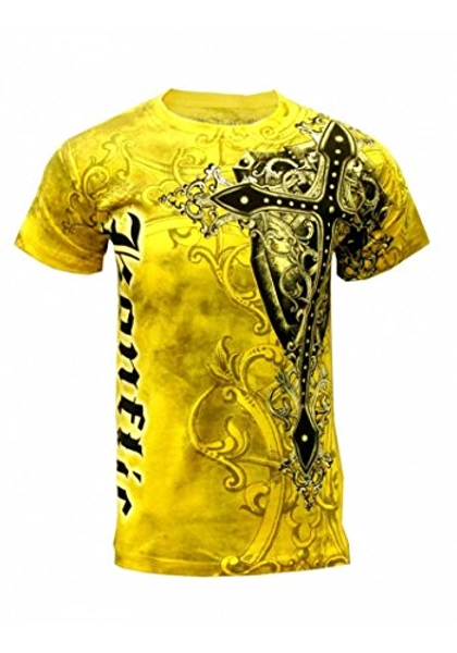 Konflic Men's MMA Style All-Over Graphic Crew Neck Muscle T-Shirt 100% Cotton