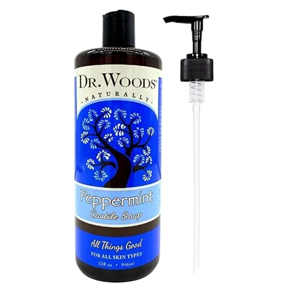 Dr. Woods Pure Peppermint Liquid Castile Soap with Pump, 32 Ounce