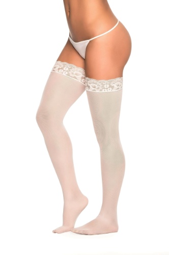 Mesh Thigh Highs - One Size / White