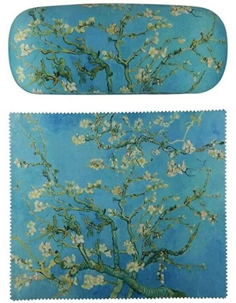 Vincent Van Gogh Painting Art Premium Quality Almond Blossom Eyeglass Case and Matching Microfiber Eyeglass Cleaning Cloth