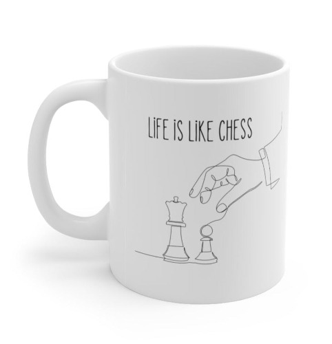 Life's Chess Game Ceramic Mug for Devoted Chess Enthusiasts 11oz - 11oz