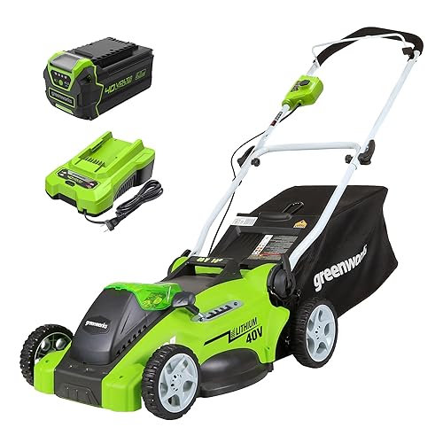 Greenworks 40V 16" Cordless (Push) Lawn Mower (75+ Compatible Tools), 4.0Ah Battery and Charger Included - 16" (4.0Ah)