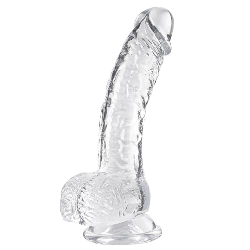 Clear Realistic, 7.3 Inch Feels Like Skin Body-Safe Material, with Strong Suction Cup for Hands-Free Play,Toys Suitable for Women Men Gay ＆ Couple - L1 - Clear
