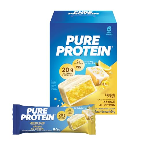 Pure Protein Bars - Nutritious, Gluten Free protein bar, made with Whey protein blend - low sugar, protein snack. Deliciously satisfying. Lemon Cake (Pack of 6) (Packaging May Vary) - Lemon Cake