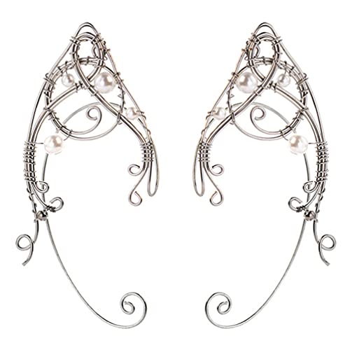 2Pcs Elf Ear Cuffs Elf Fairy Earrings Wrap Gothic Ear Hook Earrings Vintage Dangle Earrings Costume Cosplay Clothing Accessory