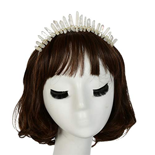 Amosfun Crystal Headband Raw Crystal Quartz Crown Tiara Rhinestone Hair Band Wedding Headwear for Women Girl