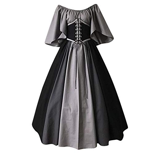 Womens Medieval Renaissance Faire Costume with Corset Victorian Ball Gowns Elegant Vintage Irish Dresses - Small - 05 Black