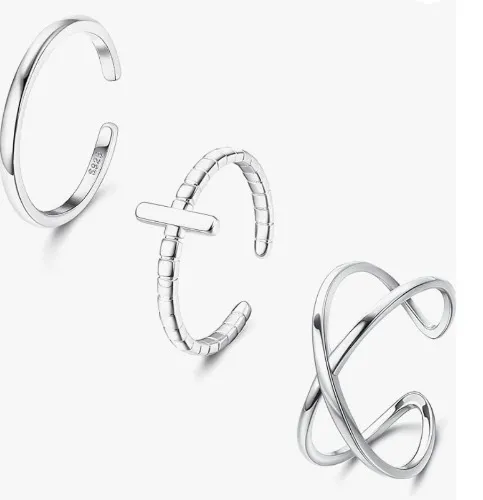 3 Toe Rings - 925 Sterling Silber