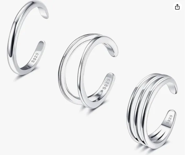 3 Toe Rings - 925 Sterling Silber