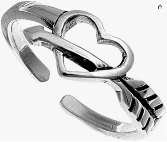Toe Ring - Heart - 925 Sterling Silver