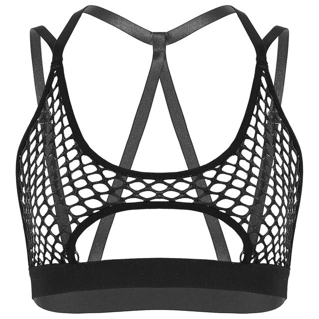 'Unborn' Fishnet Top - Black / XL